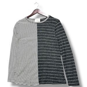 Elle Mae‎ Women's Blouse Black & White Striped Size S Normcore Minimalist Scandi